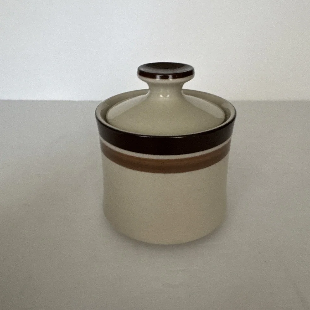 Trend‎ Choc Creamer & Sugar Bowl with Lid Stone Ware Japan 3 Piece Set Vintage